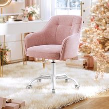 Bild für Songmics höhenverstellbarer Bürostuhl, bis 120 kg belastbar, Leinenimitat rosa, 64x64 x (83-93)