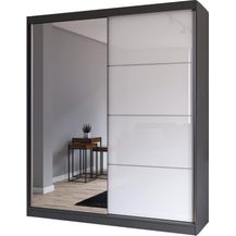 Bild für Fabryka Mebli Idźczak Schiebetürenschrank, eleganter Kleiderschrank Schrank Garderobe Spiegel Multi 35-180 cm, Schlafzimmer- Wohnzimmerschrank Schiebetüren Modern Design (Graphit/Weiß)
