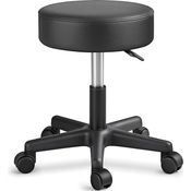 TRESKO Rollhocker höhenverstellbar Schwarz | Drehhocker 10 cm Dicke Polsterung | Arbeitshocker 360° drehbar | Hocker