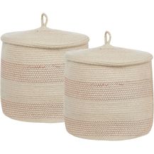 Bild für Korb mit Deckel Baumwolle hellbeige ⌀ 33 cm 2er Set SILOPI