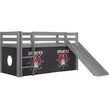 Bild für Vipack Spielbett 'Pino' mit Rutsche grau und Textilset \"Pirates\"