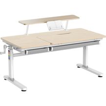 Bild für HOKO Kinderschreibtisch mit Schreibtischaufsatz mit Buchstütze (Manuell höhenverstellbar mit Verstellbarer Tischplatte und Butler mit Buch-Halterung, 1-St)