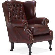 Bild für Ohrensessel Chesterfield Pittsfield Echtleder rot