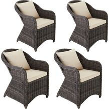 Bild für tectake 4 Rattansessel mit Aluminiumgestell inkl. Sitzkissen und Rückenkissen braun