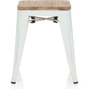 hjh OFFICE Arbeitsstuhl Arbeitshocker VANTAGGIO W Stahl / Ulmenholz Weiß