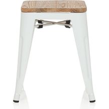 Bild für hjh OFFICE Arbeitsstuhl Arbeitshocker VANTAGGIO W Stahl / Ulmenholz Weiß