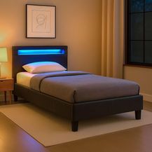 Bild für CARO-Möbel Polsterbett Mandalay mit LED Beleuchtung Einzelbett Lederbett 90x200 cm mit Lattenrahmen