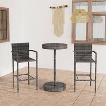 Bild für vidaXL 3-tlg. Gartenbar-Set Poly Rattan Grau 3064770