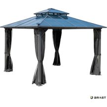 Bild für BRAST Pavillon Aluminium Pagode 3,5x3,5m Grau inkl. Moskitonetz festes Dach wasserdicht stabil UV-Schutz
