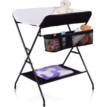 Bild für COSTWAY Wickeltisch klappbar Wickelkombination mit Aufbewahrungskorb & Zubehör zum Wickeln & Kleidungwechseln Wickelkombi rückenschonend Schwarz