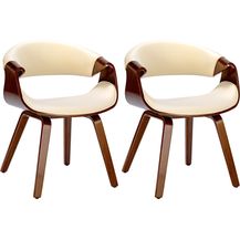 Bild für CLP 2er Set Esszimmerstuhl Foley mit Armlehne und Holzgestell,walnuss/creme Kunstleder