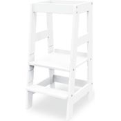 Pinolino 'Fino' Lernturm, Tritt 3-fach höhenverstellbar, Buche lackiert weiß, Massivholz