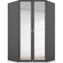 Bild für Rauch Möbel Bremen Eckschrank Kleiderschrank Schrank in Grau Metallic mit Spiegel 2-türig inklusive Zubehörpaket Basic 1 Kleiderstange
