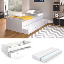 Bild für Ausziehbett Enzo Weiß 90x200 cm mit Matratze Vitalispa