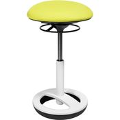 Topstar Sitness Bob, ergonomischer Sitzhocker, Arbeitshocker, Bürohocker mit Schwingeffekt, Sitzhöhenverstellung, Standfußring Alu, weiß lackiert, Stoffbezug, Gelbgrün