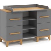 Wickelkommode Malia Grau 133 x 108 cm XL mit 4 Schubladen Vitalispa