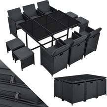Bild für Juskys Polyrattan Sitzgruppe Baracoa XL 11-teilig wetterfest & stapelbar – Gartenmöbel Set mit 6 Stühle
