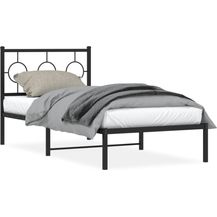Bild für vidaXL Bettgestell mit Kopfteil Metall Schwarz 90x190 cm 376218