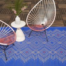 Bild für Fab Hab Outdoorteppich Jodhpur Multi Blue aus recyceltem Plastik blau wetterfest verschiedene Größen 150x240 cm