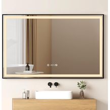 Bild für EMKE Badspiegel mit Beleuchtung 120x70cm Badspiegel Schwarzer Rand LED Badezimmerspiegel mit Touch