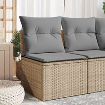 Bild für vidaXL Gartensofa ohne Armlehnen mit Kissen Beige Poly Rattan 366085