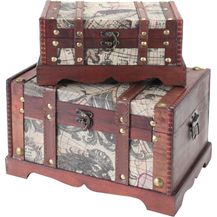 Bild für HMF Schatzkiste Handgefertigte Schatztruhe (2er Set, versch. Größen)