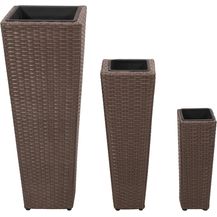 Bild für vidaXL Blumenkübel 3 Stk. Polyrattan Braun 40535