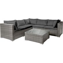 Bild für BRAST Gartenmöbel Lounge Sofa Couch Set Passion Grau Poly-Rattan für 4 Personen