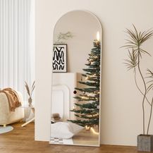 Bild für Boromal Ganzkörperspiegel Weiß 150x50cm Standspiegel groß Weiß mit Aluminiumrahmen (Flurspiegel Hochspiegel, Rundbogen)