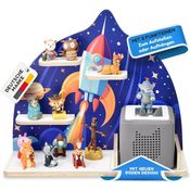 stadtecken Kinder Regal für Musikbox I Geeignet für die Toniebox und ca. 35 Tonies I Perfekte Aufbewahrung für Kinderzimmer I zum Aufstellen oder Aufhängen (Rakete, Mittel)