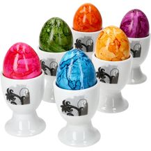 Bild für 6er Set Black Flower Eierbecher 6 Personen Planzen-Dekor schwarz