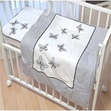 Bild für 4-tlg. Kinderbettwäsche 90×70 Schmetterlinge Grau