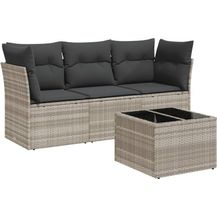 Bild für vidaXL 4-tlg. Garten-Sofagarnitur mit Kissen Hellgrau Poly Rattan 3249061