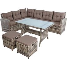 Bild für Polyrattan Sitzgruppe Essgruppe Gartenmöbel Lounge Gartengarnitur Beige-Braun