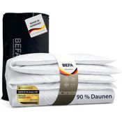BEFA NATUR Daunenbettdecke kuschelig weiche Premium-Ganzjahresdecke, 4-Jahreszeitendecke, Füllung: 90% Daunen, 10% Federn, Made in Germany - Bettdecke Größe 135x200 155x220 200x200 erhältlich
