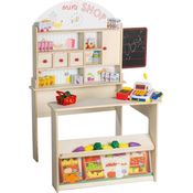 roba Kaufladen 'Minishop' mit Zubehör - Theke - Tafel - Schiebtür - Holz - Natur