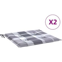 Bild für vidaXL Gartenstuhl-Kissen 2 Stk. Grau Karomuster 50x50x4 cm 314071