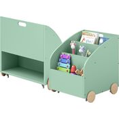 Bellabino 'Towy' Kinderbücherregal, grün, 43x40x43 cm, Holz, Spielzeugregal mit 3 Ablagefächern und Geheimfach