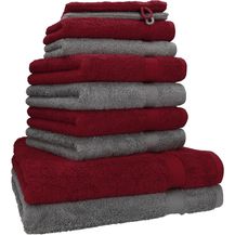 Bild für Betz Handtuch Set 10-TLG. Handtuch-Set Premium Farbe Dunkelrot & Anthrazit, 100% Baumwolle (Set, 10-St)