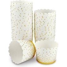 Bild für Frau WUNDERVoll Muffinform 100 Muffin Backformen weiß, gold Punkte, Durchmesser 5 cm / Muffins, (50-tlg)