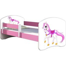 Bild für Kinderbett Jugendbett mit einer Schublade und Matratze Rausfallschutz Rosa 70x140 80x160 80x180 ACMA II (43 Kleines Pferd, 80x180 cm)