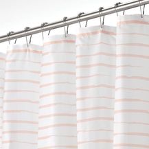 Bild für mDesign Duschvorhang Badewannenvorhang Streifenmuster Polyester Weiß / Rosa