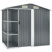 Bild für vidaXL Gartenhaus mit Regal Grau 205x130x183 cm Eisen 47103