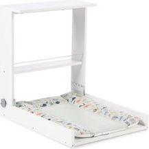 Bild für Geuther 4872 Wandwickelregal Wicki Regal mit Wickelauflage Kinderzimmerzubehör einhändig bedienbare Babyerstausstattung rückenfreundliches Wickelbrett Weiß Muster: Party Animals green