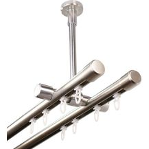 Bild für iso-design Gardinenstange Innenlauf 2-läufig Deckenmontage Farbe Edelstahl Endstück Kappe