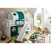 Hochbett mit Rutsche "Tino" 90x200 Buche massiv weiß