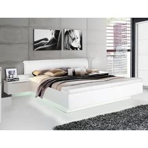 Bild für Doppelbett Sophie 1 weiß teils Hochglanz 180x200 Ehebett 2x Nako LED