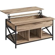 Bild für Vasagle höhenverstellbarer Wohnzimmertisch, X-Streben, Spanplatte/Stahl Kamelbraun, 60x100 x (48-62)