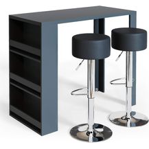 Bild für Bartisch-Set Anthrazit 57 x 117 cm mit 2 Barhockern Vicco