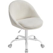 Songmics Homeoffice Stuhl, Drehstuhl aus Sherpa, Schreibtischstuhl, Schaumstoffpolsterung, höhenverstellbar, für Arbeitszimmer, Schlafzimmer, cappuccinobeige-wolkenweiß